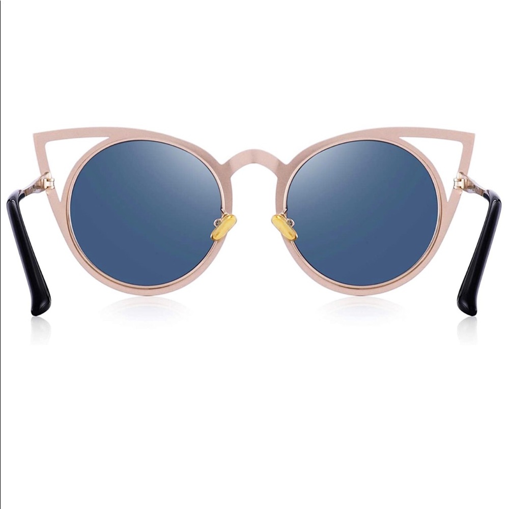 Rose Gold Mirror Cat Eye Sunglasses - Picture 4 of 5